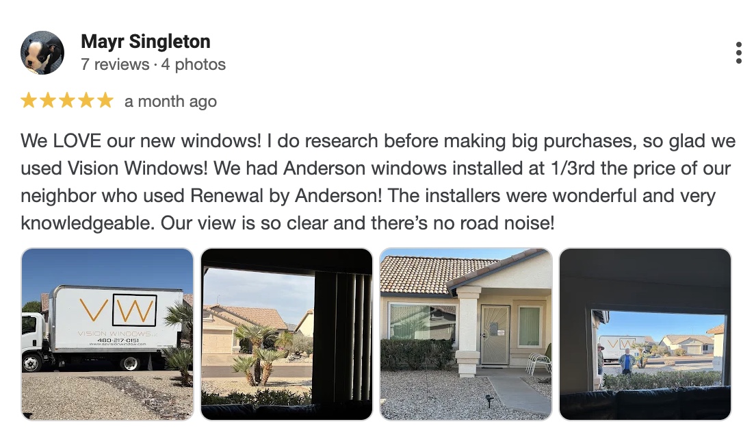 Arizona Vision Windows REview - 5 Stars